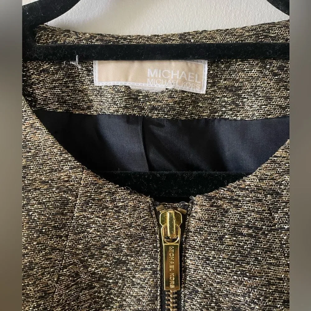 Michael Michael Kors Tweed Pattern Silk Blend Evening Jacket Size 8